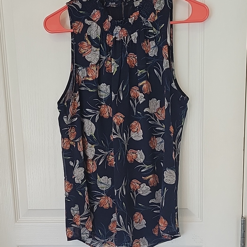 Daniel Rainn Navy Blue Floral Tank Top